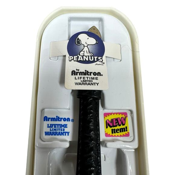 Vtg Armitron Peanuts Snoopy & Woodstock Water Resistant Watch Black Leather NEW
